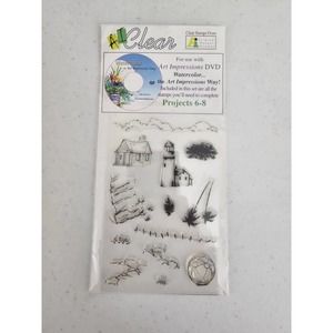 Art Impressions Clear Rubber Stamp Set Watercolor Project 6-8 Lighthouse